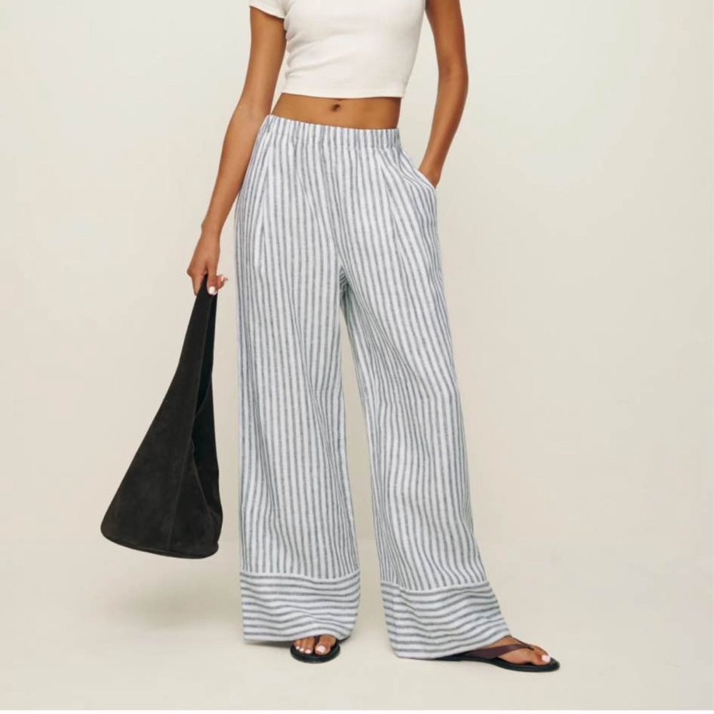 Reformation Black and White Wide Leg Pants